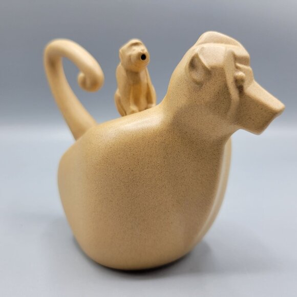 Vintage Chinese Monkey w/ Baby Monkey Shaped Teapot Clay Signed/Stamped - Picture 3 of 16